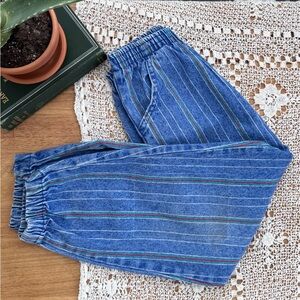 Vintage 90s Healthtex Striped Elastic Waist Denim Jeans | Kids 7 | Made in USA
